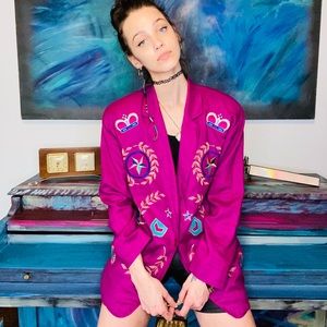 Vintage Adam Douglass Embroidered 80s Blazer